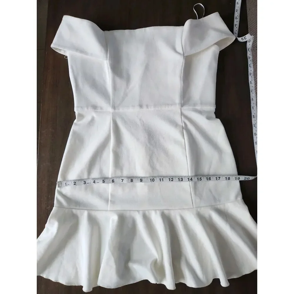 N Nicholas Ponti Off Shoulder Mini Dress in White size 8US msrp $495 - Picture 10 of 11